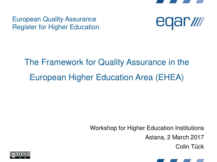 the framework for quality assurance in the european