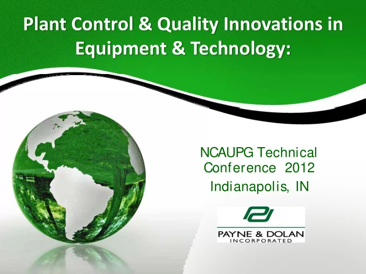 plant control quality innovations in equipment technology