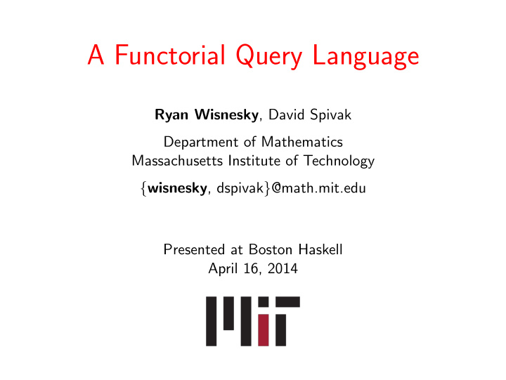 a functorial query language