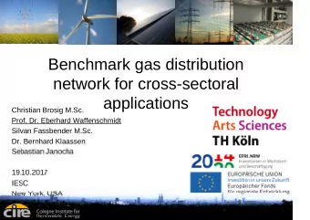 Benchmark gas distribution  network for cross-sectoral  applications  Christian Brosig M.Sc.  Prof.