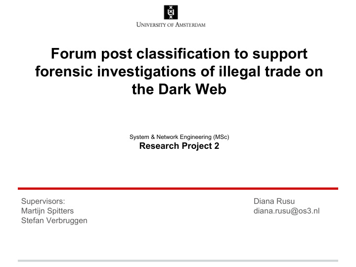 forum post classification to support forensic