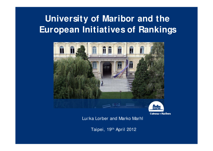 university of maribor and the european initiatives of