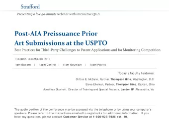 Presenting a live 90-minute webinar with interactive Q&amp;A  Post-AIA Preissuance Prior  Art