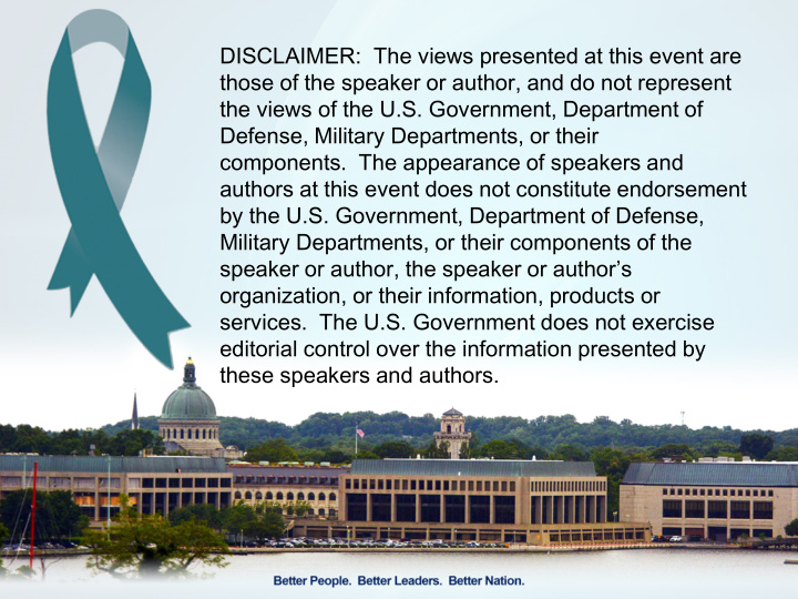 disclaimer the views presented at this event are those of