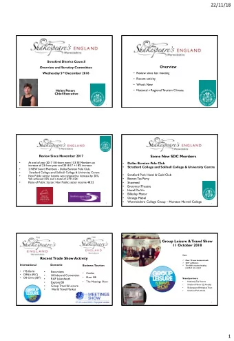 22/11/18  Stratford District Council Overview  Overview and Scrutiny Committee  Review since