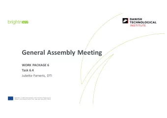 General Assembly Meeting  WORK PACKAGE 6  Task 6.4  Juliette Forneris, DTI  BrightnESS is funded by