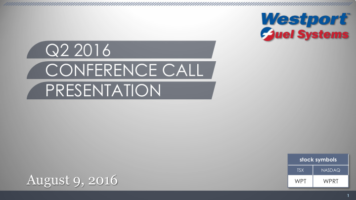 q2 2016 conference call presentation