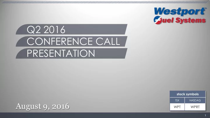q2 2016 conference call presentation
