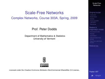 Scale-Free Networks  Original model  Introduction  Model details  Complex Networks, Course 303A,