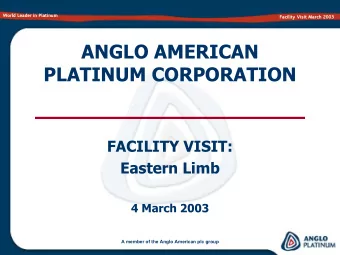 ANGLO AMERICAN  PLATINUM CORPORATION  FACILITY VISIT:  Eastern Limb  4 March 2003  A member of the