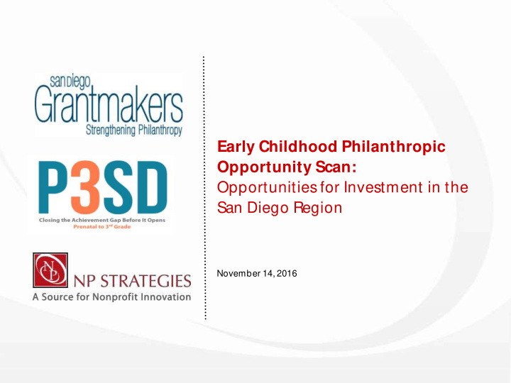 early childhood philanthropic opportunity scan