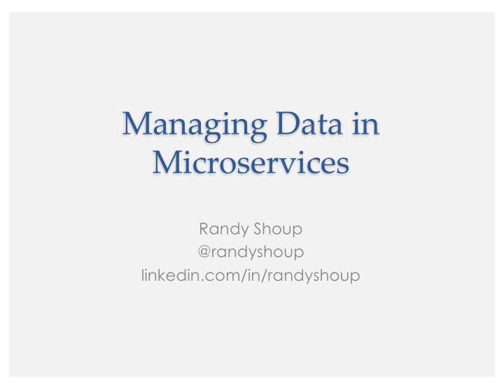 managing data in microservices