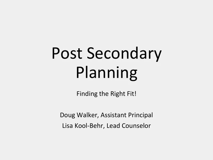 post secondary planning