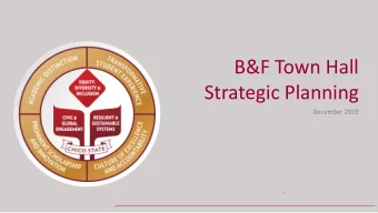B&amp;F Town Hall  Strategic Planning  December 2019  1  Strategic  Implementation  Identity  A
