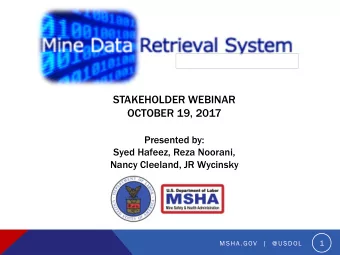 STAKEHOLDER WEBINAR  OCTOBER 19, 2017  Presented by:  Syed Hafeez, Reza Noorani,  Nancy Cleeland,