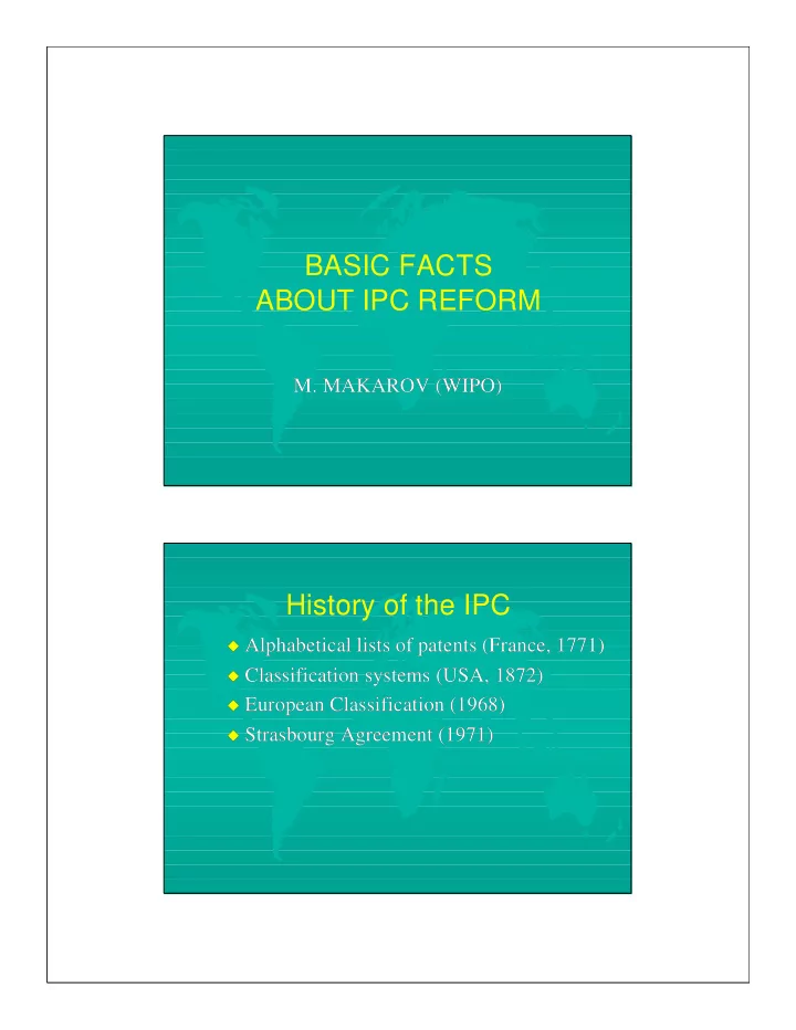 basic facts about ipc reform