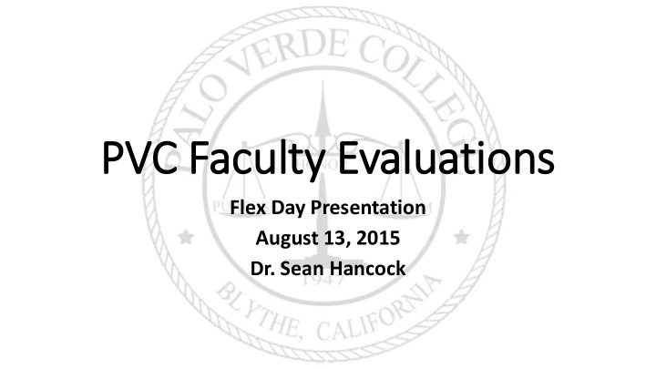 pvc faculty evaluations