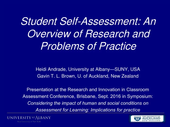 student self assessment an