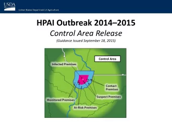 HPAI Outbreak 2014  2015  Control Area Release  (Guidance Issued September 18, 2015)  Control