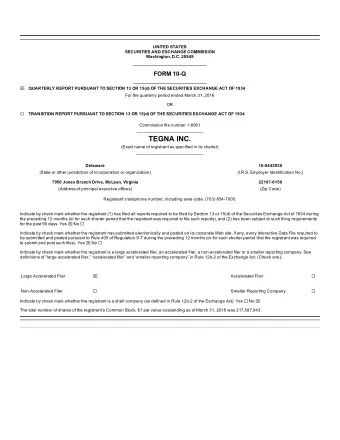 TEGNA INC.  (Exact name of registrant as specified in its charter)  ___________________________