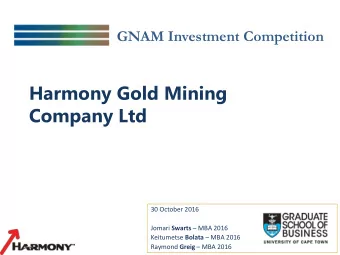 Company Ltd  30 October 2016 Jomari Swarts  MBA 2016 Keitumetse Bolata  MBA 2016 Raymond