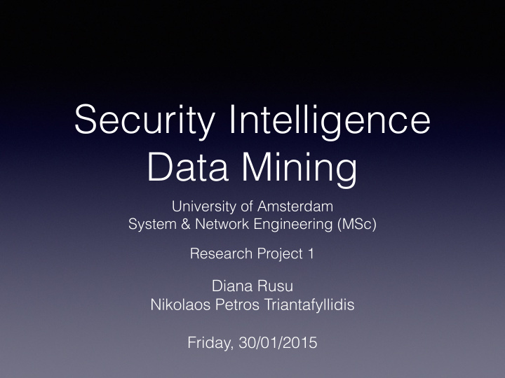 security intelligence data mining