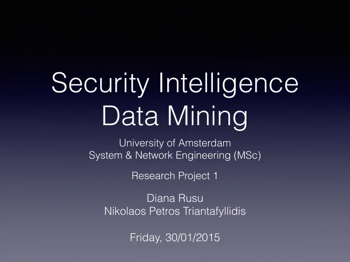 security intelligence data mining