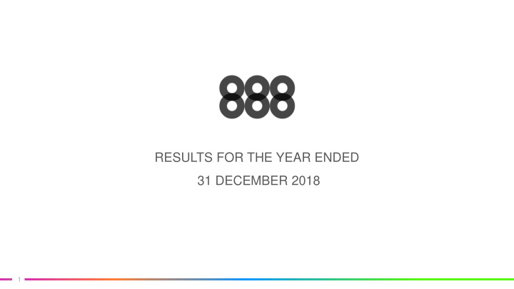 results for the year ended 31 december 2018