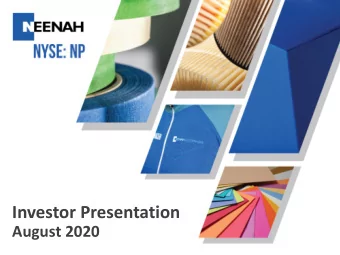 Investor Presentation  August 2020  Image-oriented  Performance-based  TECHNICAL  FINE PAPER  &amp;