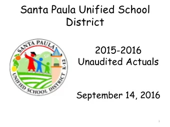 District  2015-2016  Unaudited Actuals  September 14, 2016  1  Timeline and Process  Unaudited