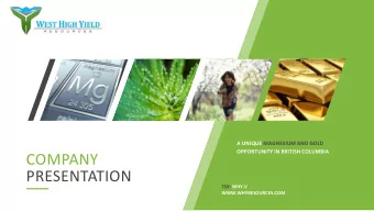 COMPANY  PRESENTATION  TSX: WHY.V  WWW.WHYRESOURCES.COM WHY.V | July, 2020  1  DISCLAIMER