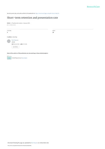 Short-term retention and presentation rate Article in Psychonomic science  January 2014  DOI: