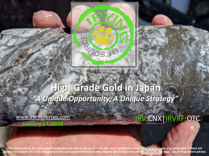 high grade gold in japan