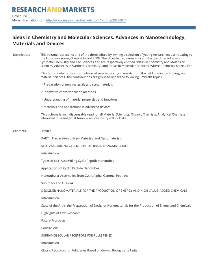 ideas in chemistry and molecular sciences advances in