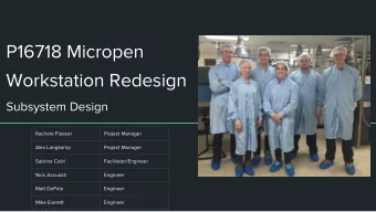 Workstation Redesign  Subsystem Design  Rachele Floeser  Project Manager  Alex Langkamp  Project