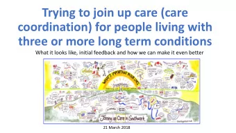 coordination) for people living with  three or more long term conditions  What it looks like,