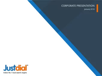 CORPORATE PRESENTATION  January 2018  D I S C L A I M E R This Presentation has been prepared by