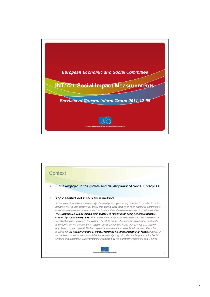 int 721 social impact measurements