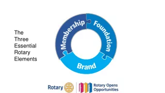 Essential  Rotary  Elements  Gilda Moshir  Recruiting Members THE DONTs  Unmarked meeting place