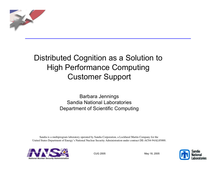 distributed cognition as a solution to high performance