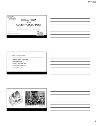 SOCIAL MEDIA  FOR  COUNTY GOVERNMENT  2018 FAR WEST TEXAS JUDGES AND COMMISSIONERS CONFERENCE  Dr.