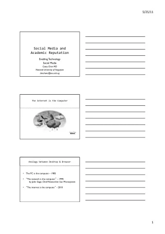 Social  Media  and    Academic  Reputation      Enabling Technology  Social Media