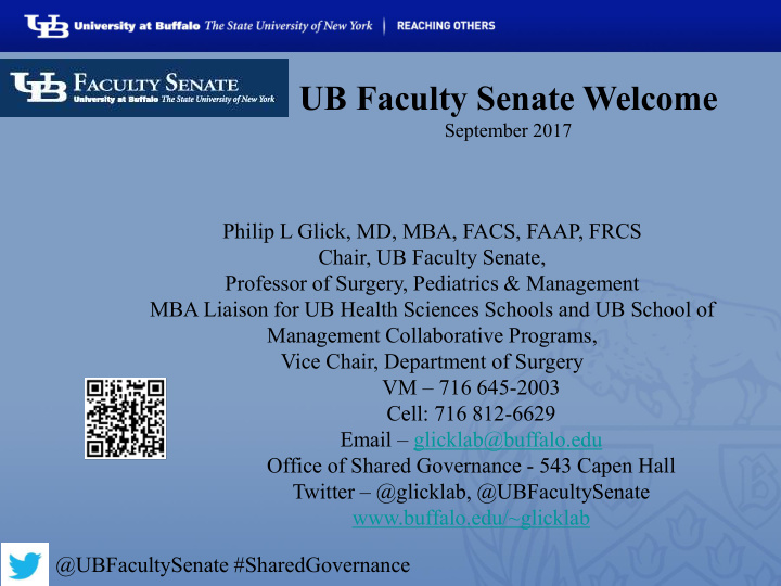 ub faculty senate welcome