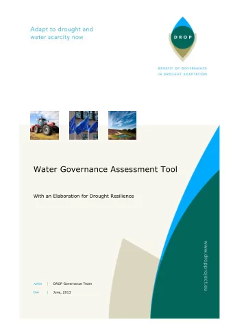 Water Governance Assessment Tool  With an Elaboration for Drought Resilience DROP Governance Team |