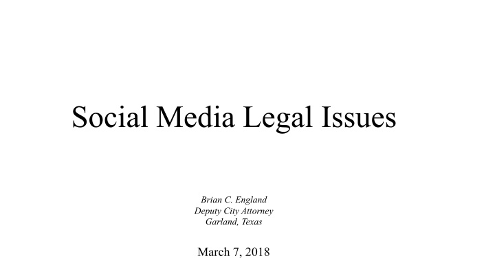 social media legal issues