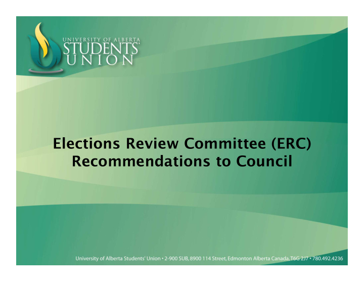 elections review committee erc recommendations to council