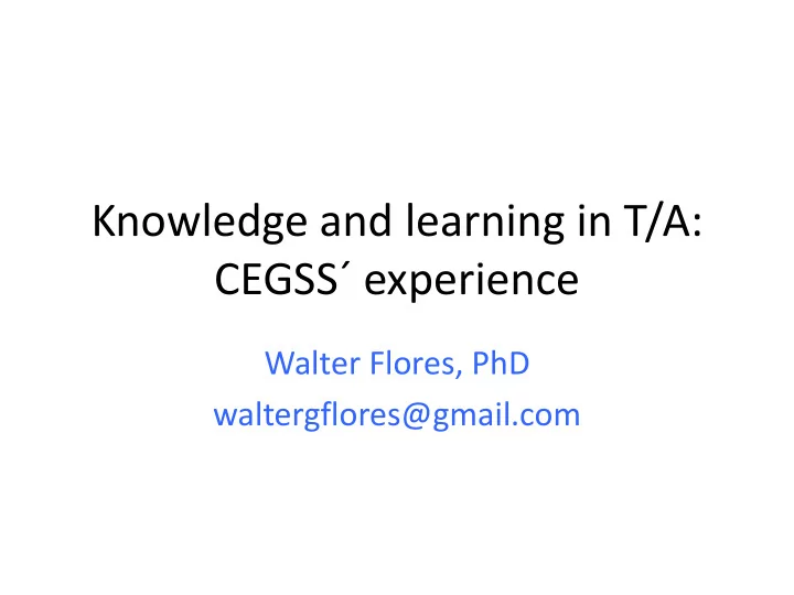cegss experience
