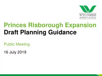 Draft Planning Guidance  Public Meeting  16 July 2019  This evenings meeting  Agenda