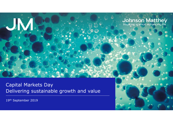 capital markets day delivering sustainable growth and