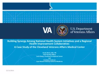 Building Synergy Among National Health System Initiatives and a Regional  Health Improvement